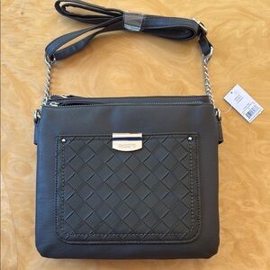 Rosetti Gray Quilted Crossbody Bag with Silver Chain